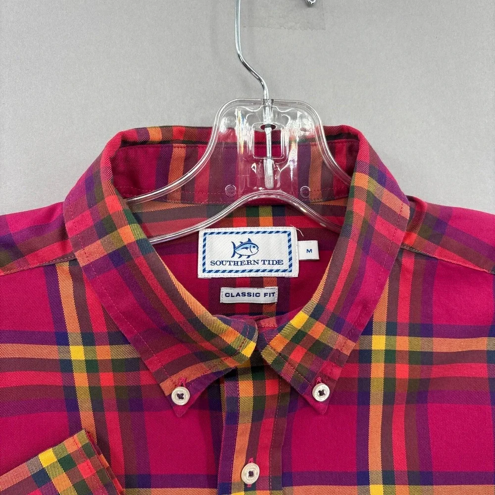 Southern Tide Shirt Mens Medium Red Plaid Button Down Soft Twill Classic‎ Preppy